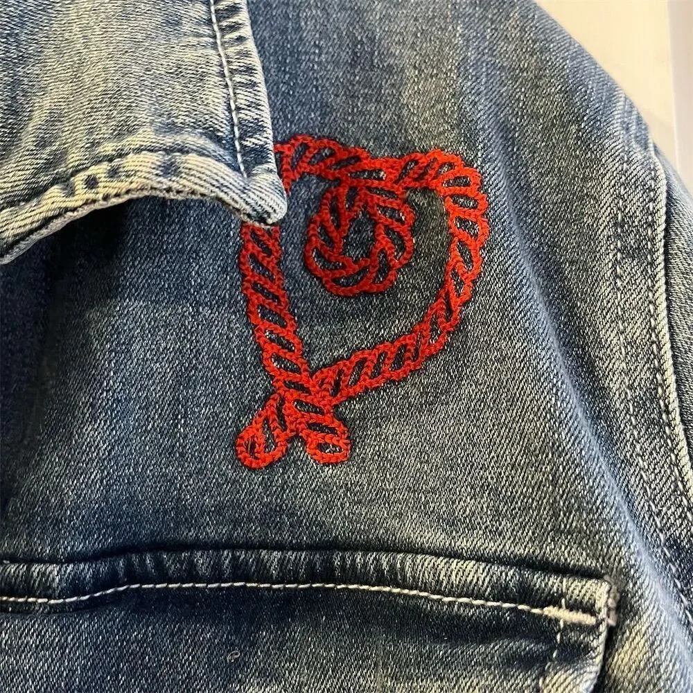 J.Crew Mercantile Women's 3XL Blue Denim Jacket Classic Fit Casual Valentine’s - Picture 3 of 9